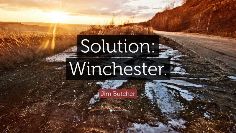 Jim Butcher Quote: “Solution: Winchester.”