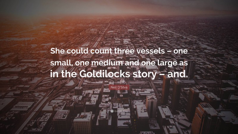 Neil D'Silva Quote: “She could count three vessels – one small, one medium and one large as in the Goldilocks story – and.”