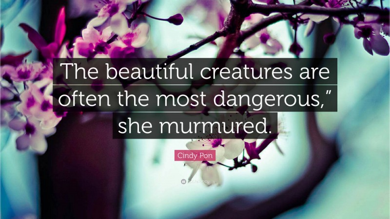 Cindy Pon Quote: “The beautiful creatures are often the most dangerous,” she murmured.”