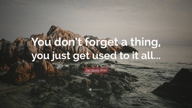 Jacques Brel Quote: “You don’t forget a thing, you just get used to it all...”