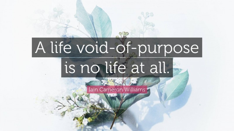 Iain Cameron Williams Quote: “A life void-of-purpose is no life at all.”