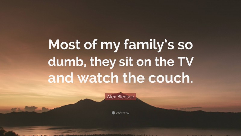 Alex Bledsoe Quote: “Most of my family’s so dumb, they sit on the TV and watch the couch.”