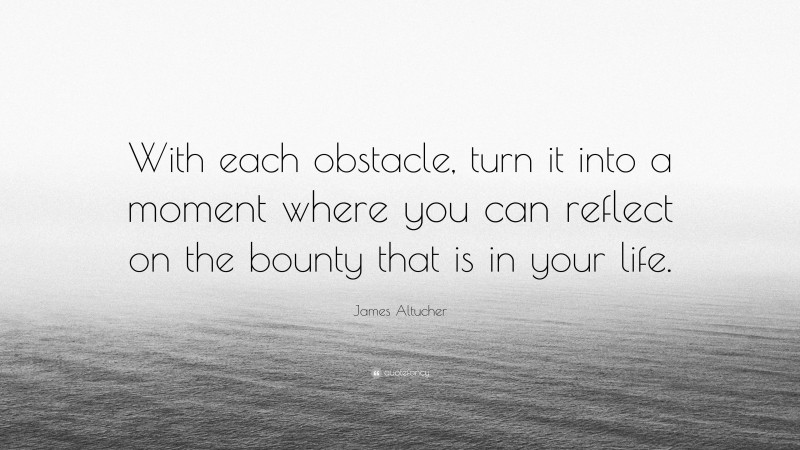 James Altucher Quote: “With each obstacle, turn it into a moment where you can reflect on the bounty that is in your life.”