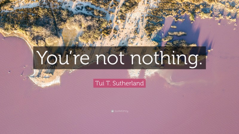 Tui T. Sutherland Quote: “You’re not nothing.”