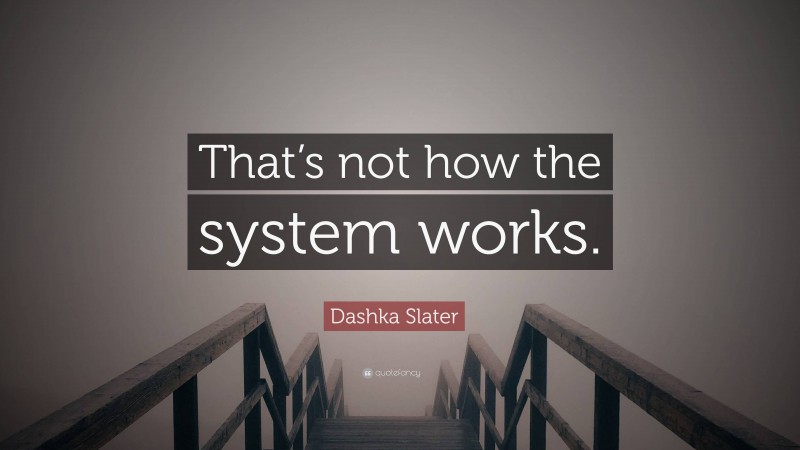 Dashka Slater Quote: “That’s not how the system works.”