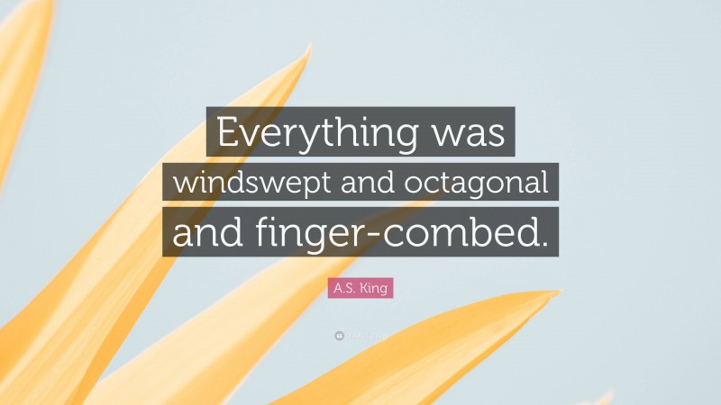 A.S. King Quote: “Everything was windswept and octagonal and finger-combed.”