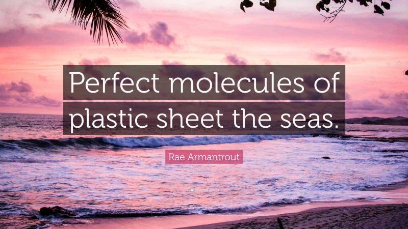 Rae Armantrout Quote: “Perfect molecules of plastic sheet the seas.”
