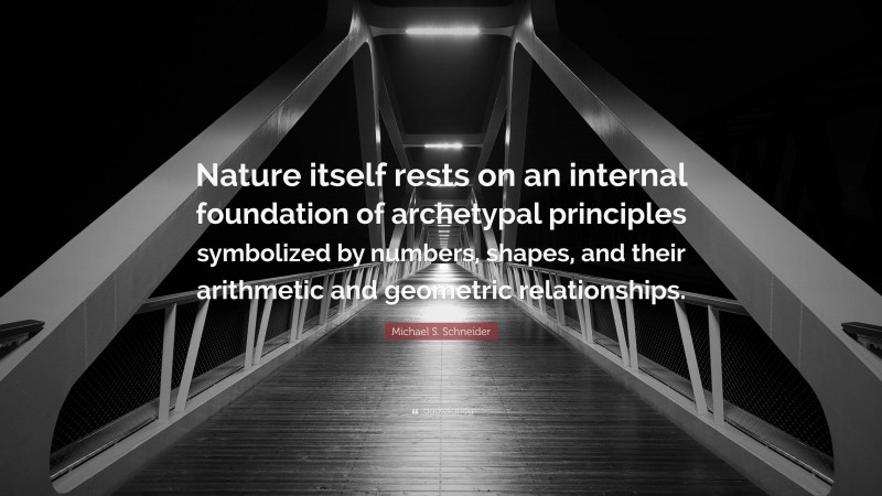 Michael S. Schneider Quote: “Nature itself rests on an internal foundation of archetypal principles symbolized by numbers, shapes, and their arithmetic and geometric relationships.”