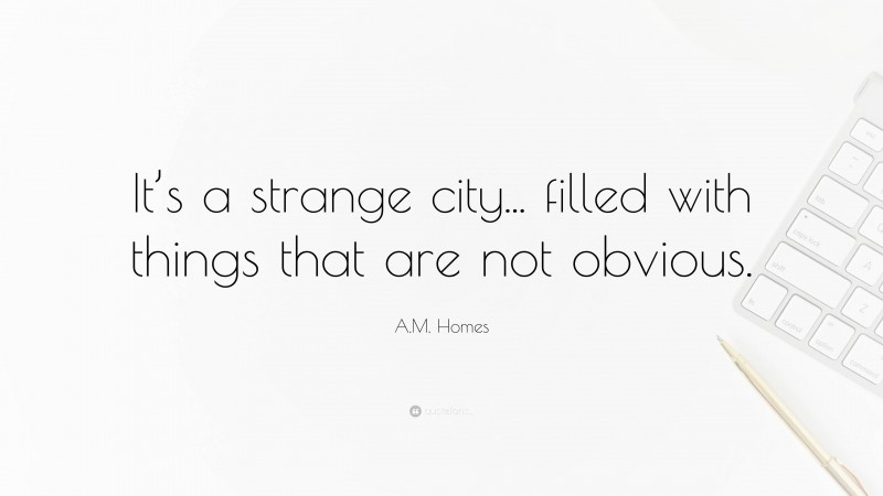 A.M. Homes Quote: “It’s a strange city... filled with things that are not obvious.”