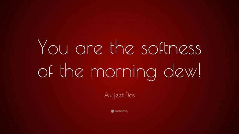 Avijeet Das Quote: “You are the softness of the morning dew!”