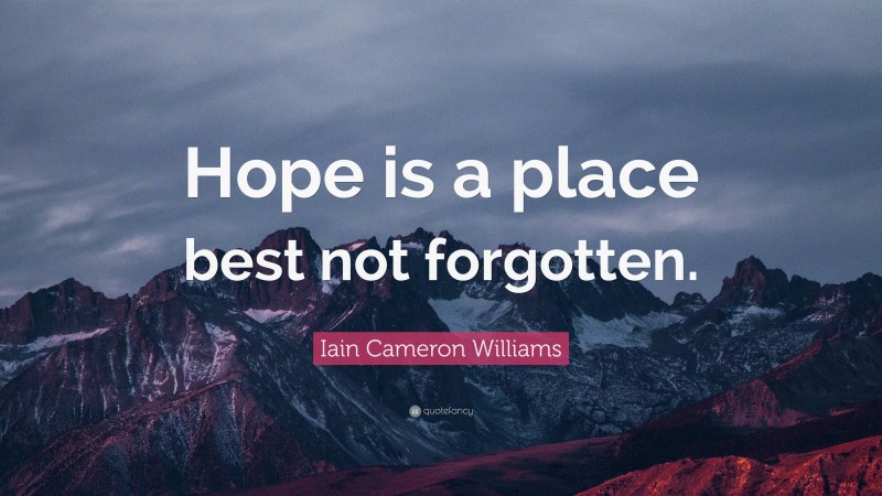 Iain Cameron Williams Quote: “Hope is a place best not forgotten.”