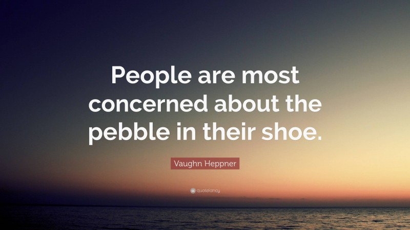 Vaughn Heppner Quote: “People are most concerned about the pebble in their shoe.”