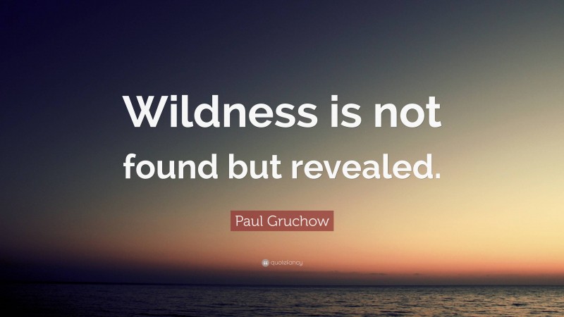 Paul Gruchow Quote: “Wildness is not found but revealed.”