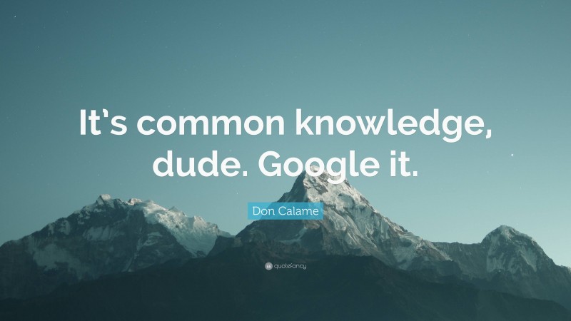 Don Calame Quote: “It’s common knowledge, dude. Google it.”