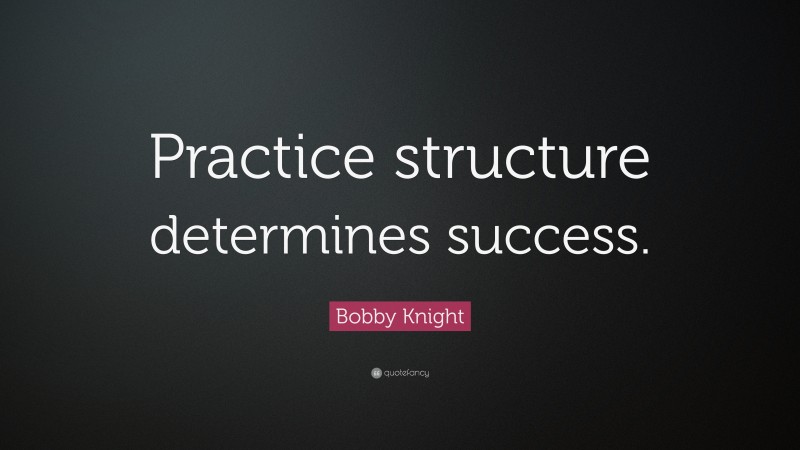 Bobby Knight Quote: “Practice structure determines success.”