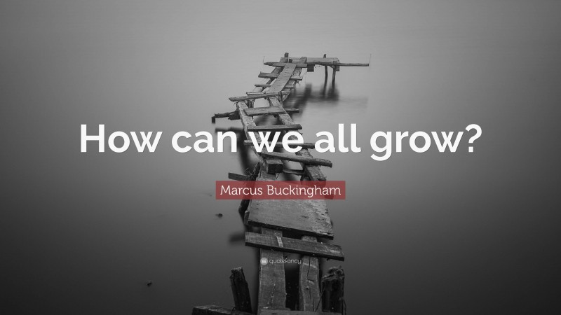Marcus Buckingham Quote: “How can we all grow?”