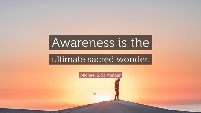 Michael S. Schneider Quote: “Awareness is the ultimate sacred wonder.”