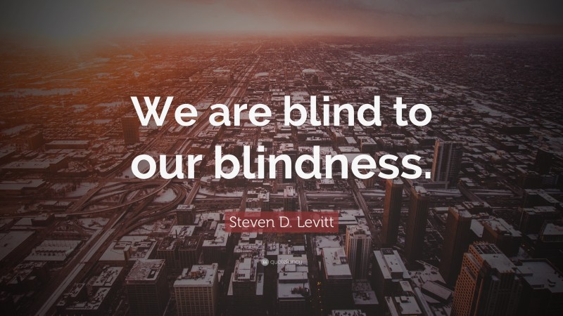 Steven D. Levitt Quote: “We are blind to our blindness.”