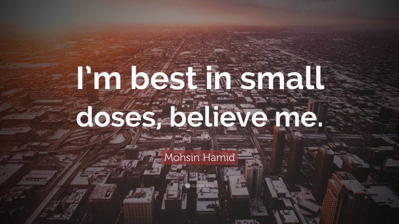 Mohsin Hamid Quote: “I’m best in small doses, believe me.”