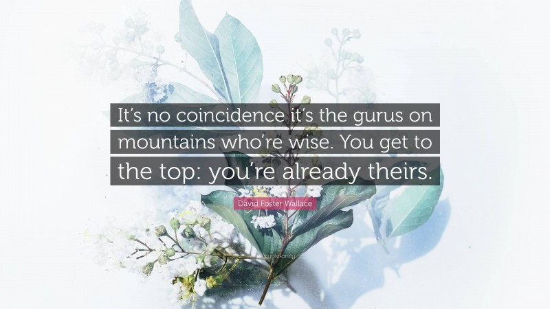 David Foster Wallace Quote: “It’s no coincidence it’s the gurus on mountains who’re wise. You get to the top: you’re already theirs.”