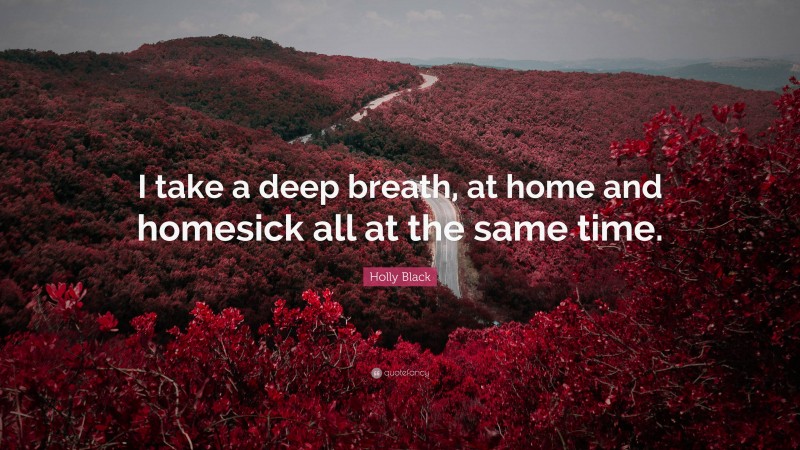 Holly Black Quote: “I take a deep breath, at home and homesick all at the same time.”