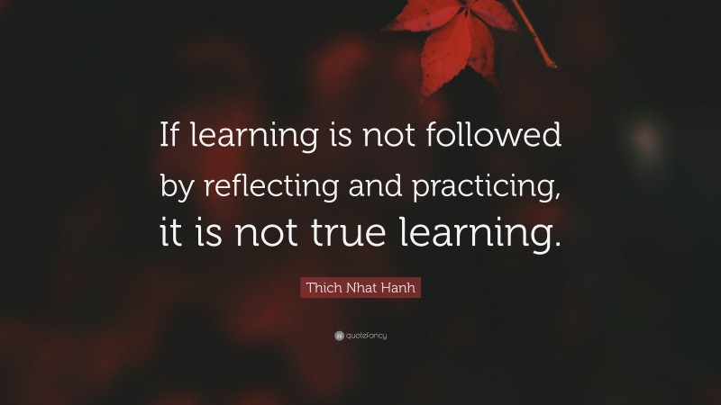 Thich Nhat Hanh Quote: “If learning is not followed by reflecting and practicing, it is not true learning.”