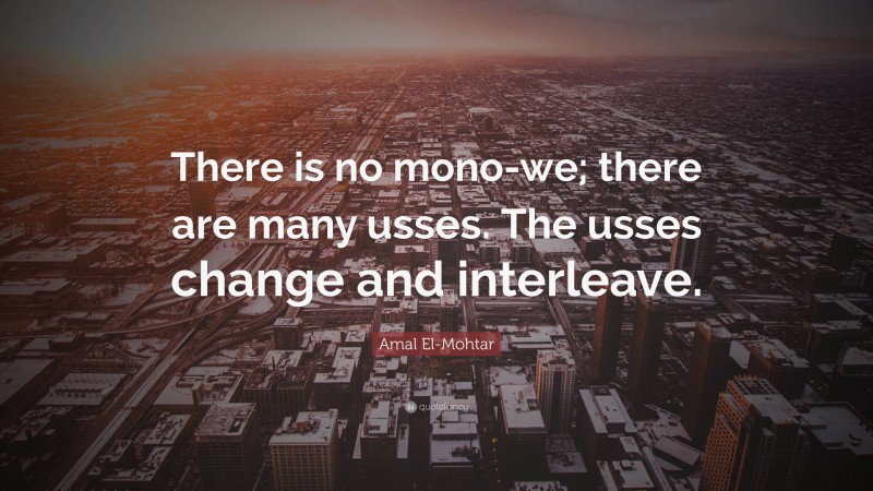 Amal El-Mohtar Quote: “There is no mono-we; there are many usses. The usses change and interleave.”