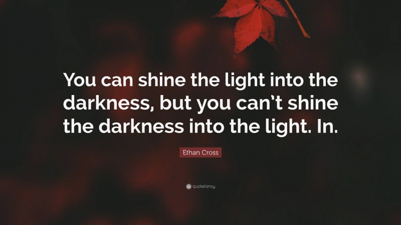 Ethan Cross Quote: “You can shine the light into the darkness, but you can’t shine the darkness into the light. In.”