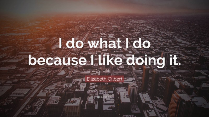 Elizabeth Gilbert Quote: “I do what I do because I like doing it.”
