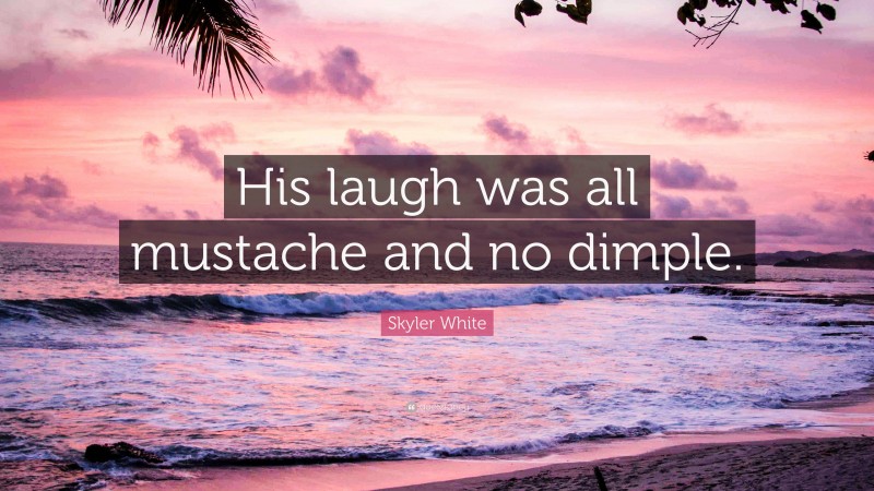 Skyler White Quote: “His laugh was all mustache and no dimple.”