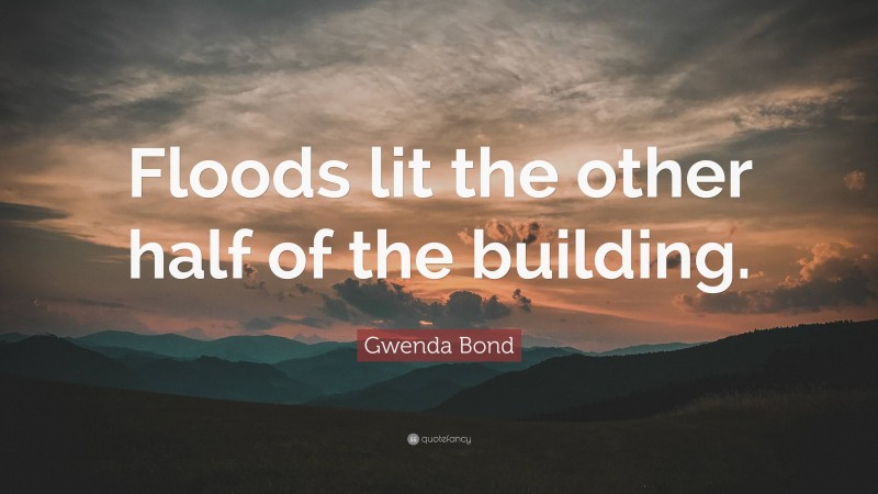 Gwenda Bond Quote: “Floods lit the other half of the building.”