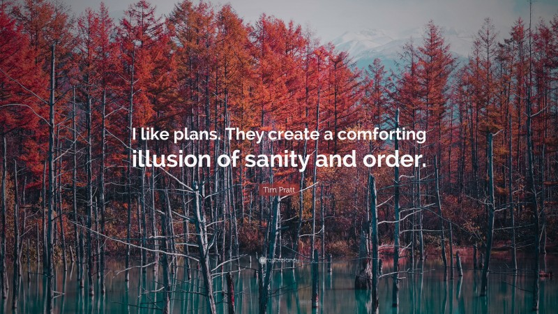 Tim Pratt Quote: “I like plans. They create a comforting illusion of sanity and order.”