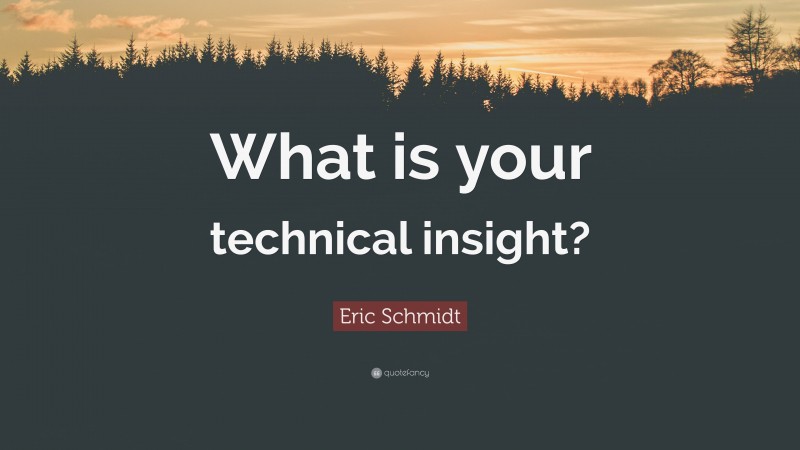 Eric Schmidt Quote: “What is your technical insight?”