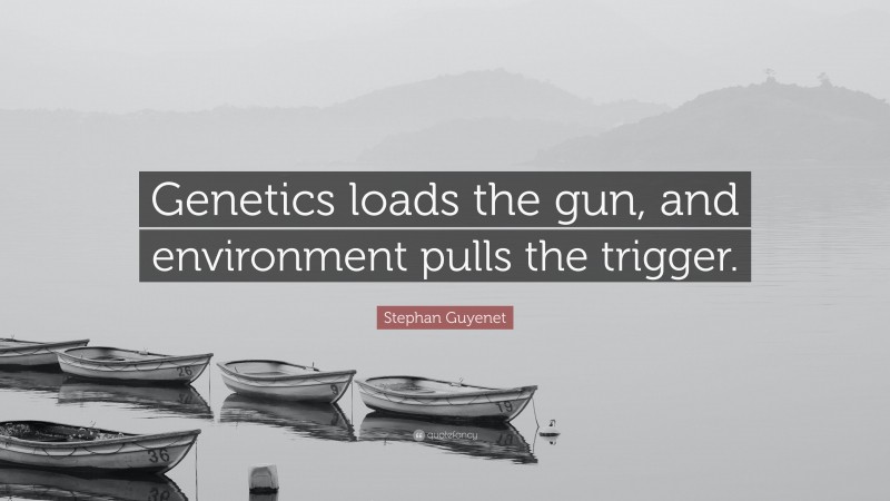 Stephan Guyenet Quote: “Genetics loads the gun, and environment pulls the trigger.”