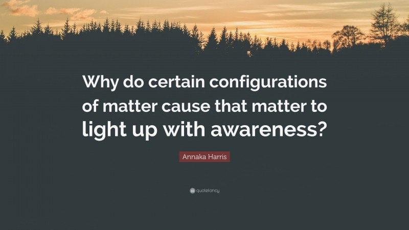 Annaka Harris Quote: “Why do certain configurations of matter cause that matter to light up with awareness?”