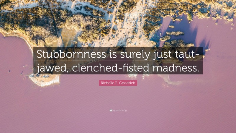Richelle E. Goodrich Quote: “Stubbornness is surely just taut-jawed, clenched-fisted madness.”