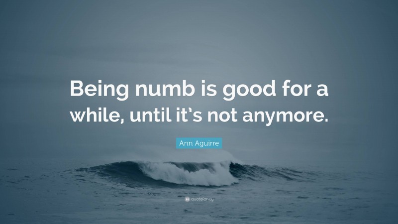 Ann Aguirre Quote: “Being numb is good for a while, until it’s not anymore.”