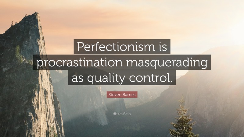 Steven Barnes Quote: “Perfectionism is procrastination masquerading as quality control.”