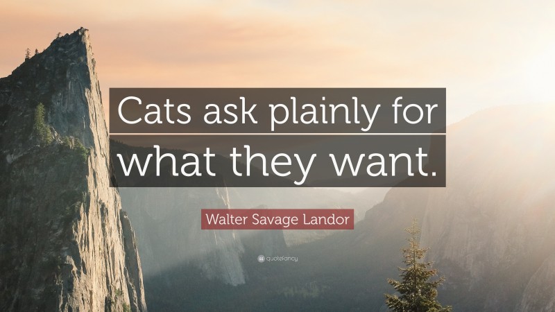 Walter Savage Landor Quote: “Cats ask plainly for what they want.”