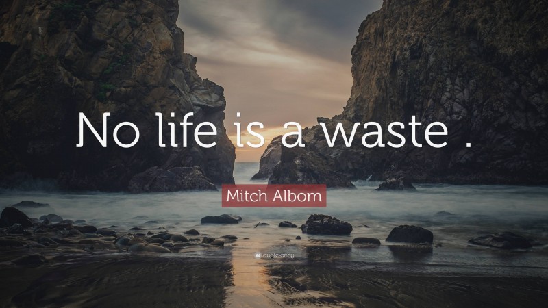 Mitch Albom Quote: “No life is a waste