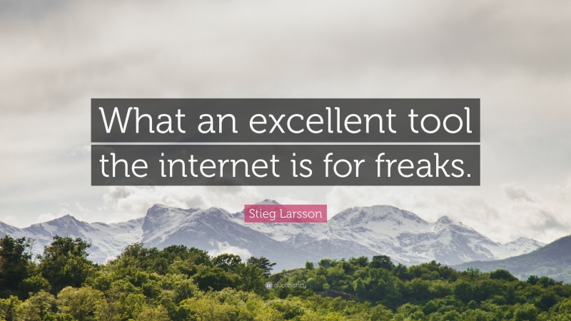Stieg Larsson Quote: “What an excellent tool the internet is for freaks.”