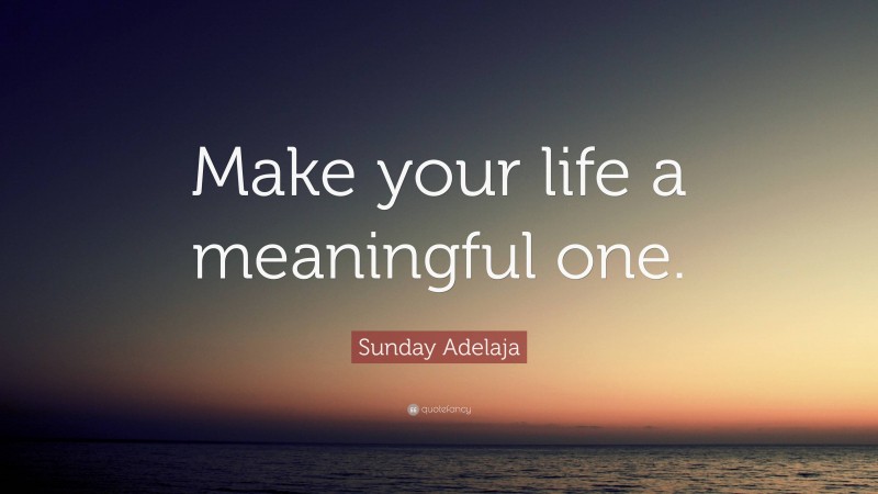 Sunday Adelaja Quote: “Make your life a meaningful one.”