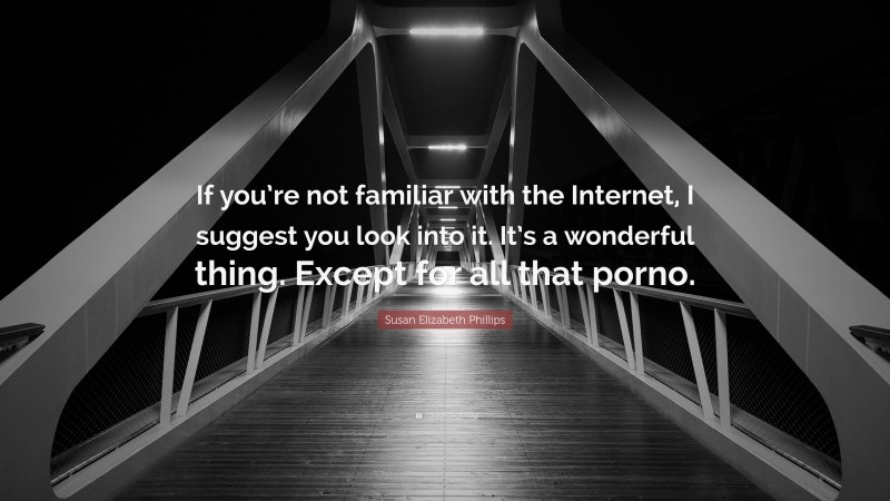 Susan Elizabeth Phillips Quote: “If you’re not familiar with the Internet, I suggest you look into it. It’s a wonderful thing. Except for all that porno.”