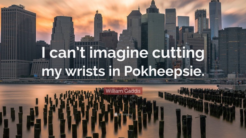 William Gaddis Quote: “I can’t imagine cutting my wrists in Pokheepsie.”