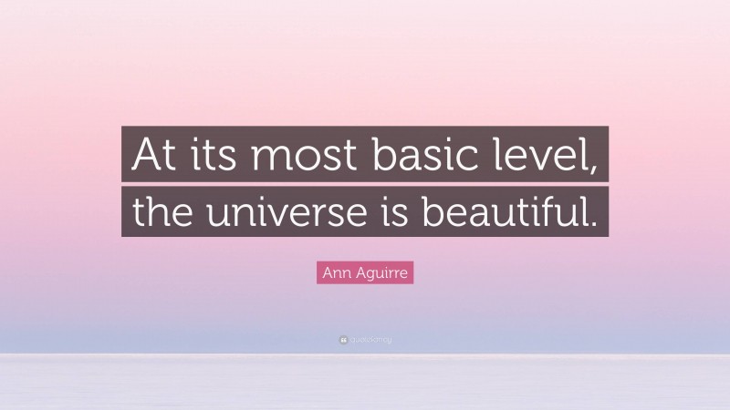 Ann Aguirre Quote: “At its most basic level, the universe is beautiful.”