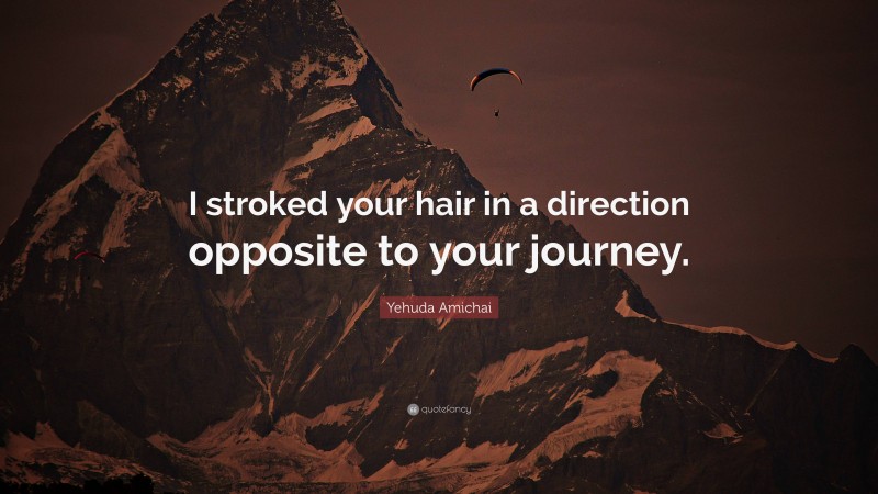 Yehuda Amichai Quote: “I stroked your hair in a direction opposite to your journey.”