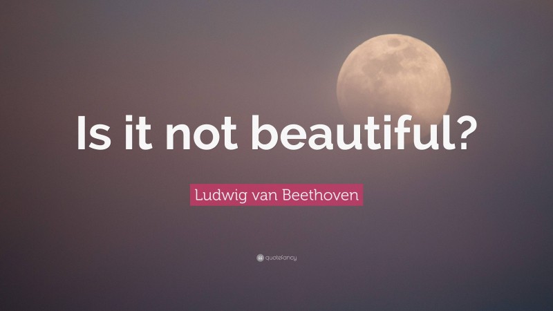 Ludwig van Beethoven Quote: “Is it not beautiful?”