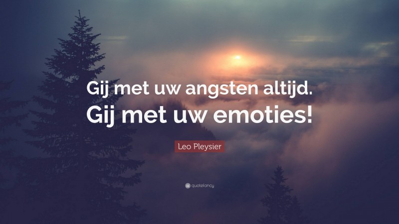 Leo Pleysier Quote: “Gij met uw angsten altijd. Gij met uw emoties!”