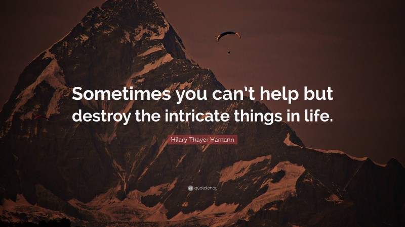 Hilary Thayer Hamann Quote: “Sometimes you can’t help but destroy the intricate things in life.”