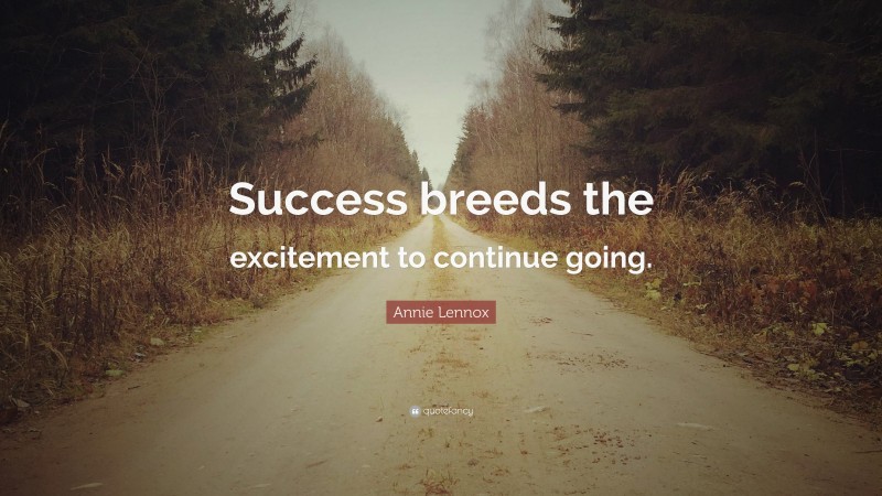 Annie Lennox Quote: “Success breeds the excitement to continue going.”
